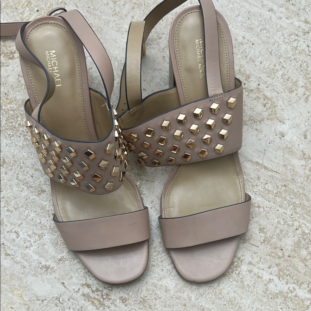 Michael Kors Women's Sandals - Cream and Gold Studded